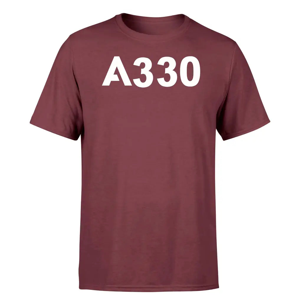 Airbus A330 Flat Text design on dark red single side