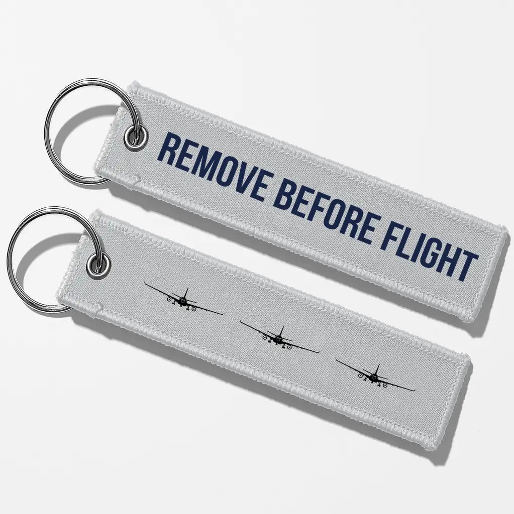 Airbus A330 Silhouette Key Chains - Light Gray - Remove Before Flight