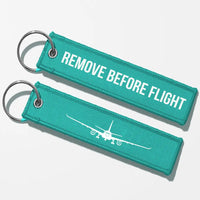 Thumbnail for Airbus A330 Silhouette Key Chains - Turquoise - Remove Before Flight