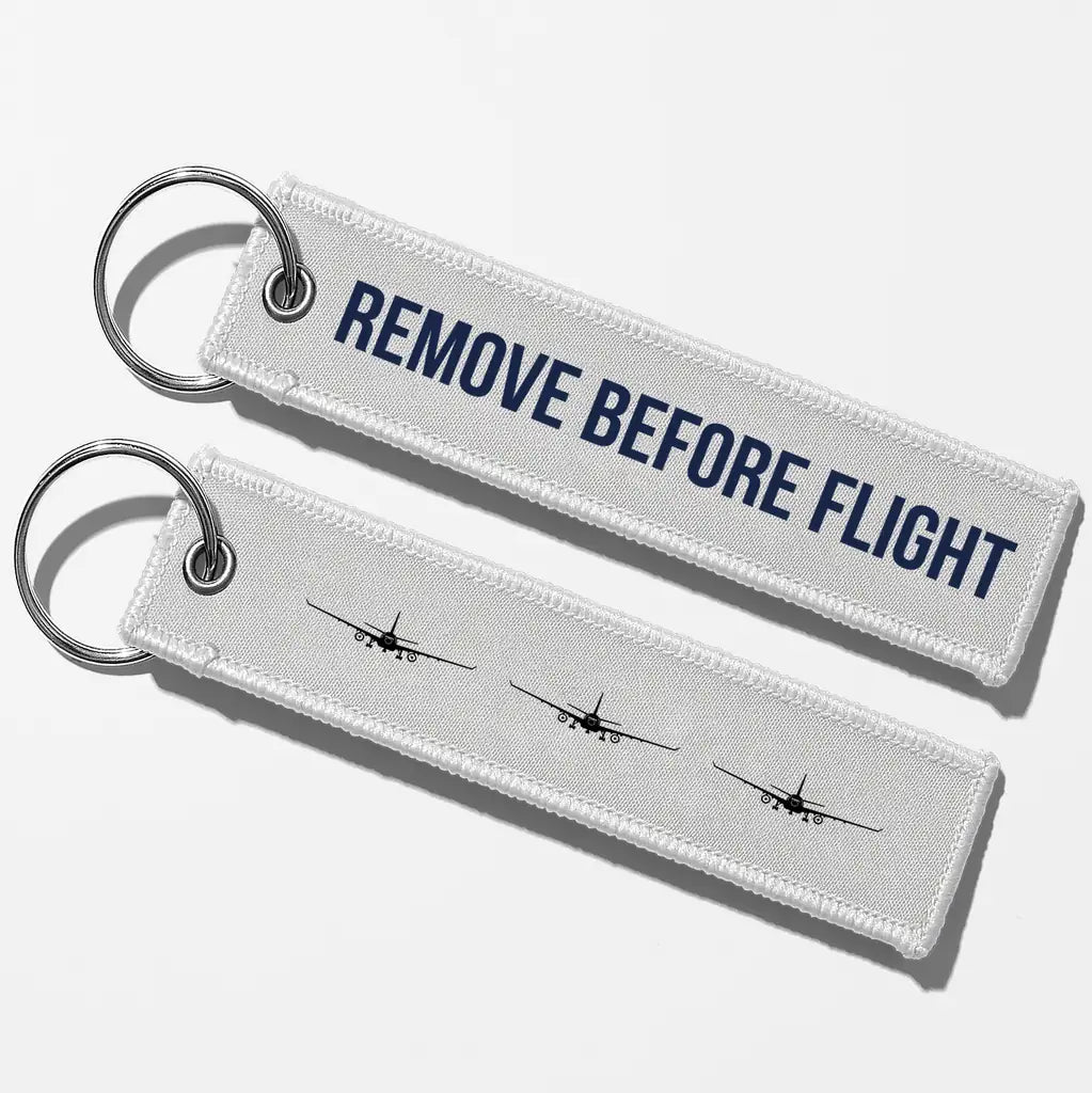 Airbus A330 Silhouette Key Chains - White - Remove Before Flight