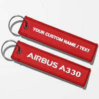 Thumbnail for Airbus A330 & Text Key Chains - Red - Personalized