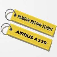 Thumbnail for Airbus A330 & Text Key Chains - Yellow - Remove Before Flight