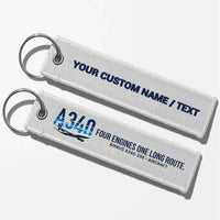 Thumbnail for Airbus A340-200 Aviator Key Chains - White - Personalized
