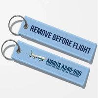 Thumbnail for Cartoon Airbus A340-600 Aviator Key Chains - Light Blue - Remove Before Flight
