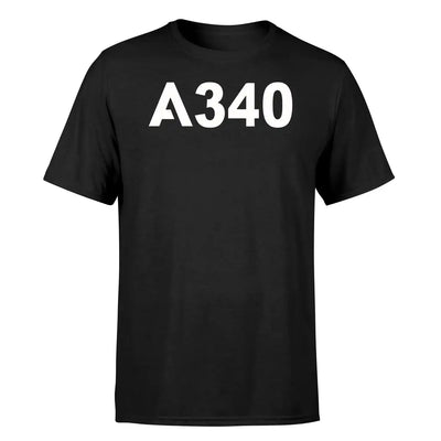 Airbus A340 Flat Text design on black single side