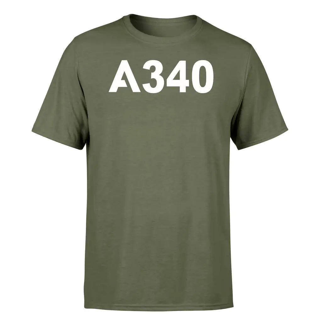 Airbus A340 Flat Text design on green army single side