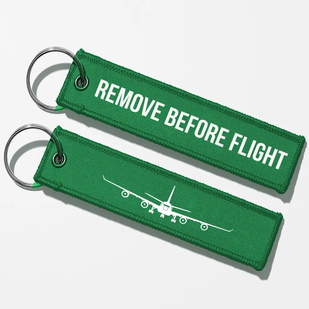 Airbus A340 Silhouette Key Chains - Green - Remove Before Flight