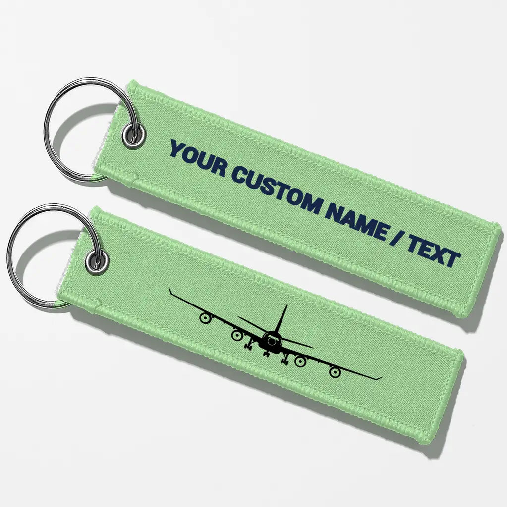 Airbus A340 Silhouette Key Chains - Light Green - Personalized