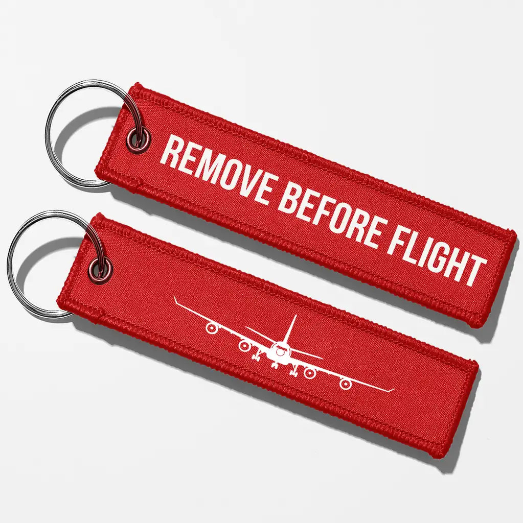 Airbus A340 Silhouette Key Chains - Red - Remove Before Flight