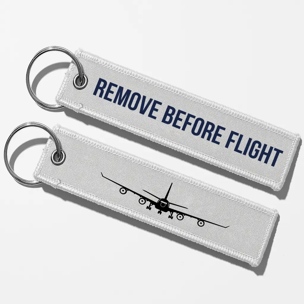 Airbus A340 Silhouette Key Chains - White - Remove Before Flight