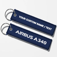 Thumbnail for Airbus A340 & Text Designed Key Chains - Navy Blue - Personalized