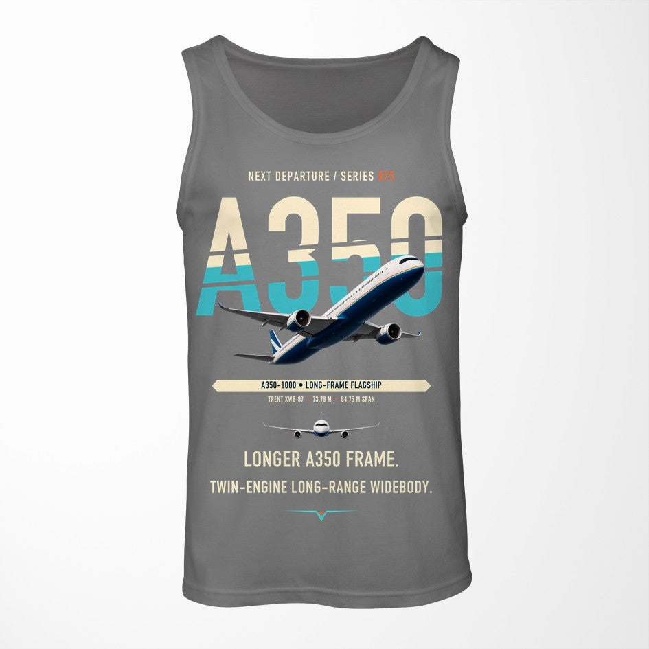 Airbus A350-1000 design on gray tank top