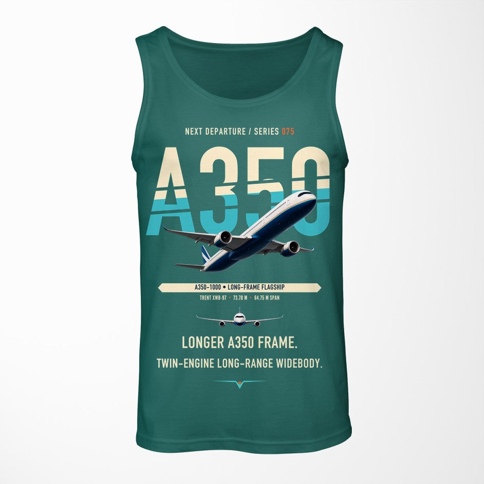 Airbus A350-1000 design on green tank top