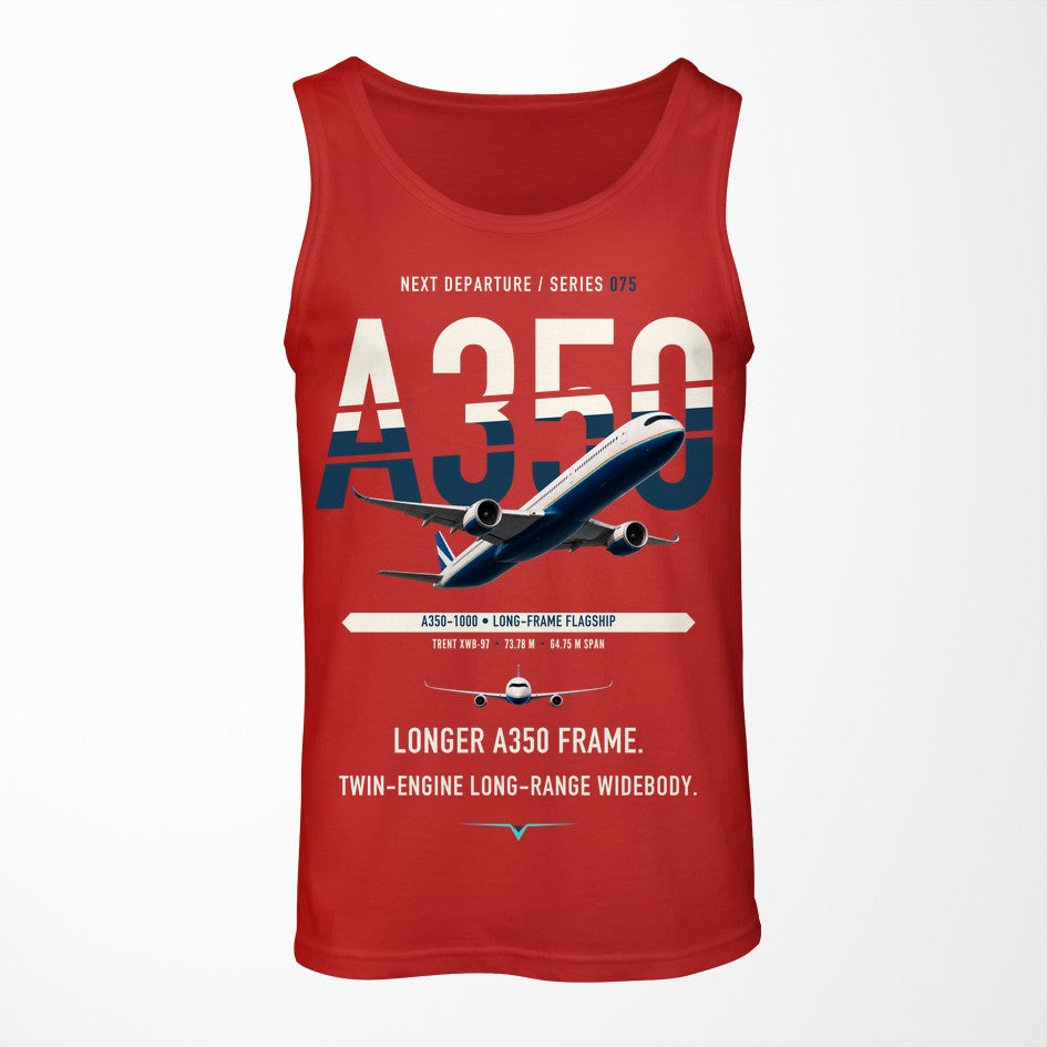 Airbus A350-1000 design on red tank top