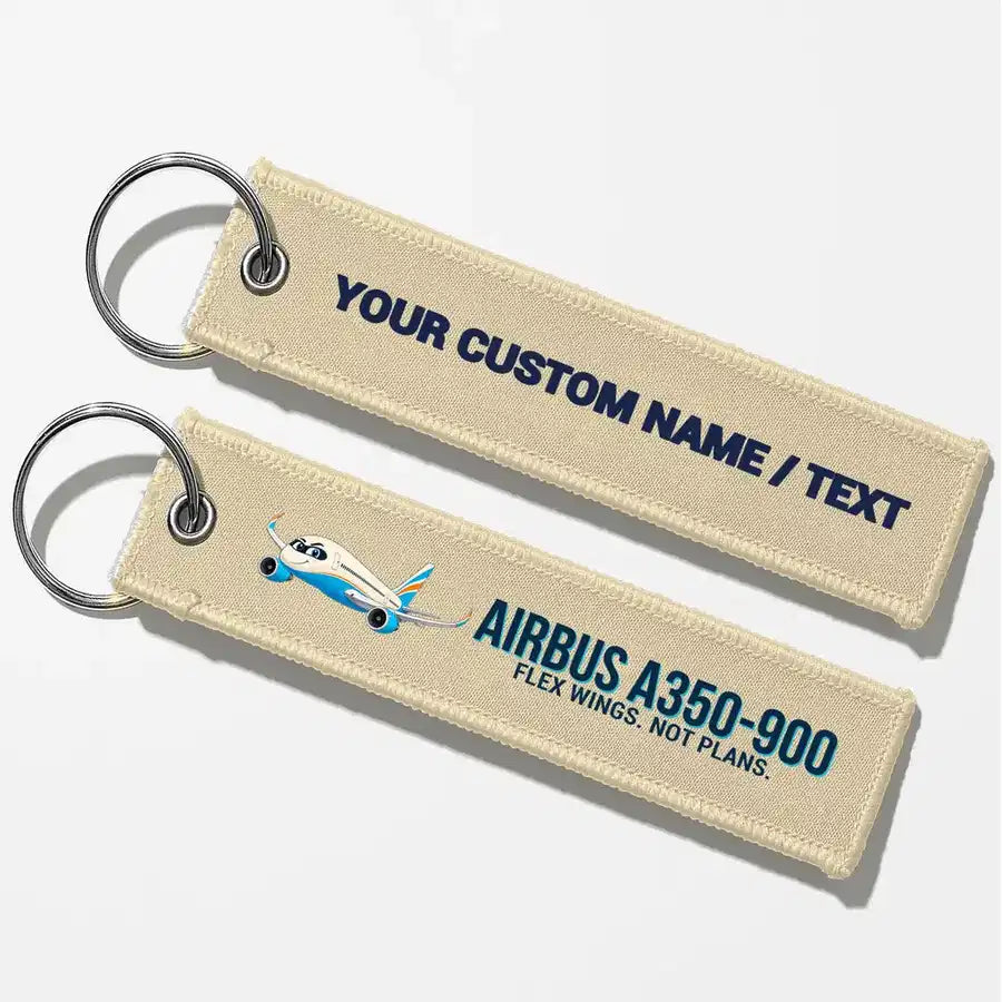 Cartoon Airbus A350-900 Aviator Key Chains - Beige - Personalized