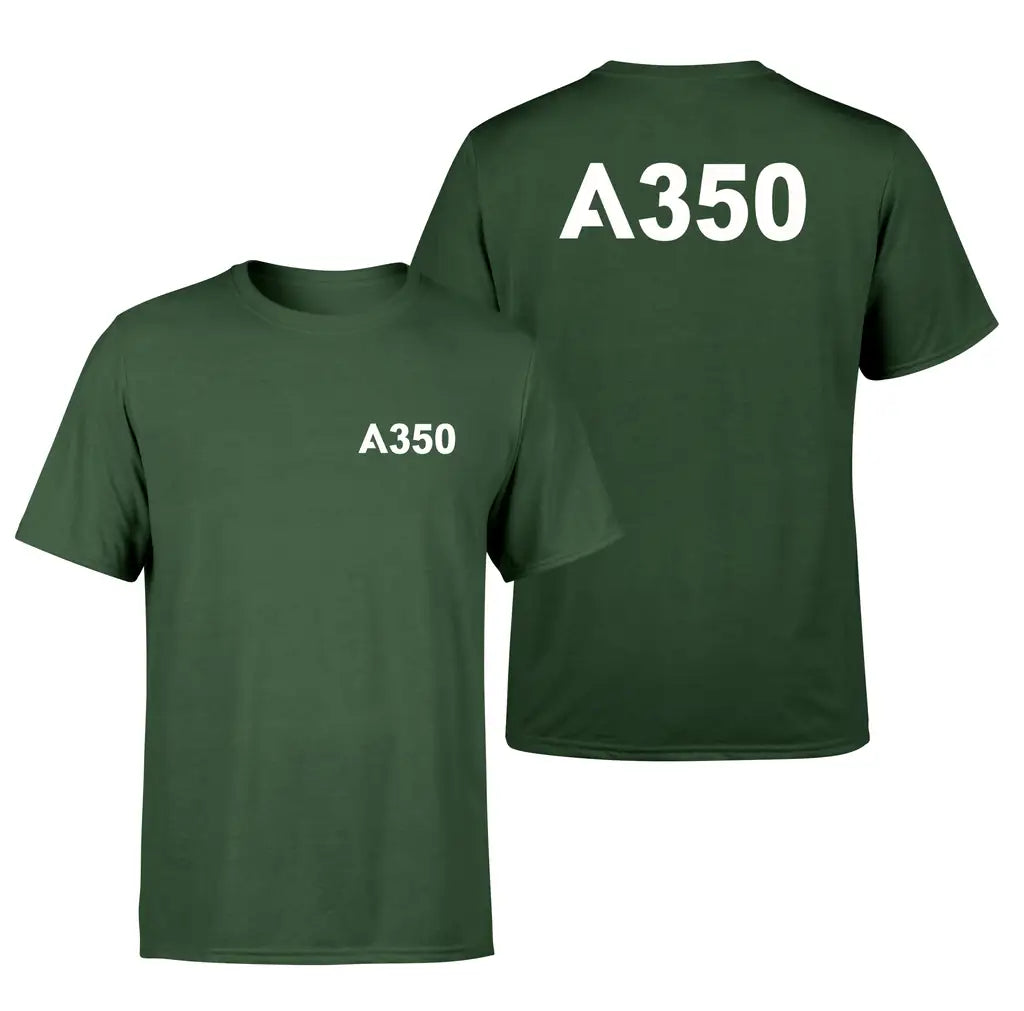 Airbus A350 Flat Text design on dark green double side