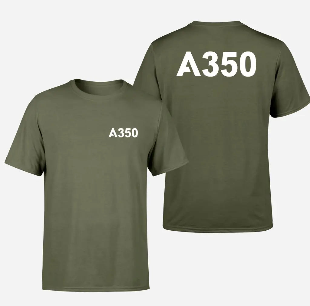 Airbus A350 Flat Text design on green army double side