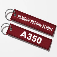 Thumbnail for Airbus A350 Flat Text Key Chains - Dark Red - Remove Before Flight