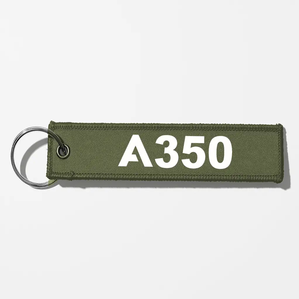 Airbus A350 Flat Text Key Chains - Green Army