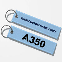 Thumbnail for Airbus A350 Flat Text Key Chains - Light Blue - Personalized