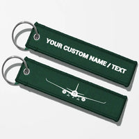 Thumbnail for Airbus A350 Silhouette Key Chains - Dark Green - Personalized