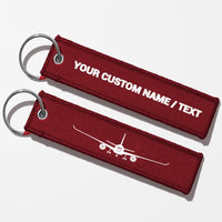 Thumbnail for Airbus A350 Silhouette Key Chains - Dark Red - Personalized