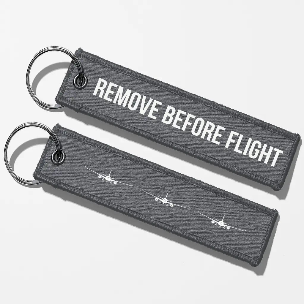 Airbus A350 Silhouette Key Chains - Gray - Remove Before Flight