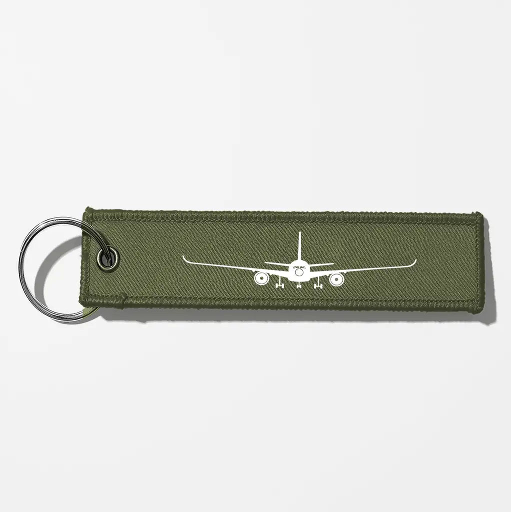 Airbus A350 Silhouette Key Chains - Green Army