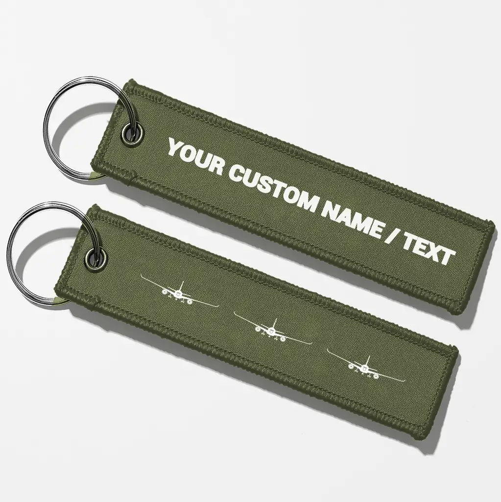 Airbus A350 Silhouette Key Chains - Green Army - Personalized