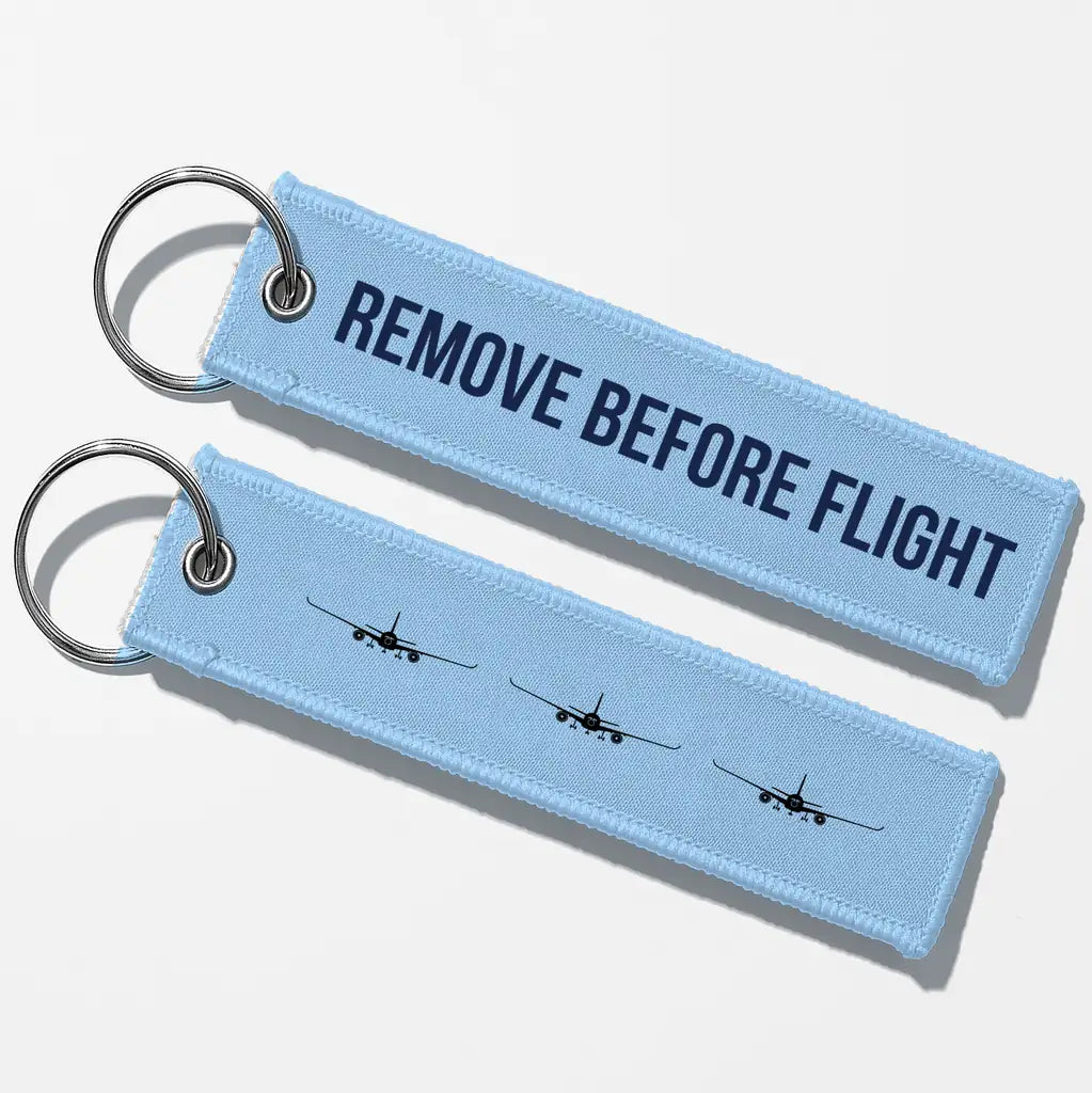 Airbus A350 Silhouette Key Chains - Light Blue - Remove Before Flight