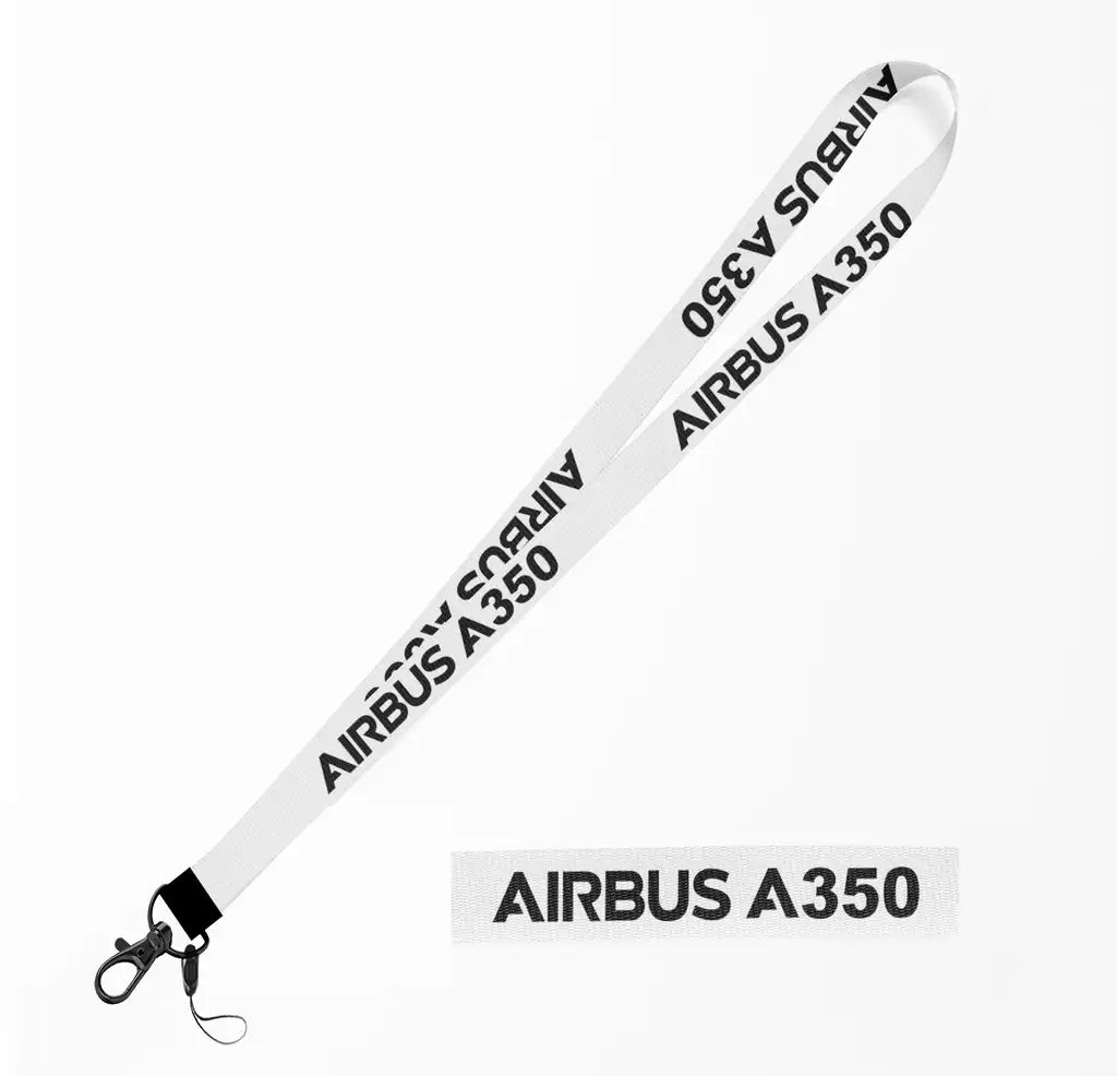 Airbus A350 & Text lanyard - white