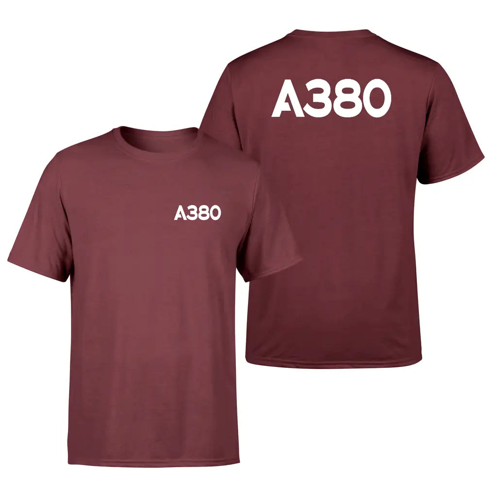 Airbus A380 Flat Text design on dark red double side