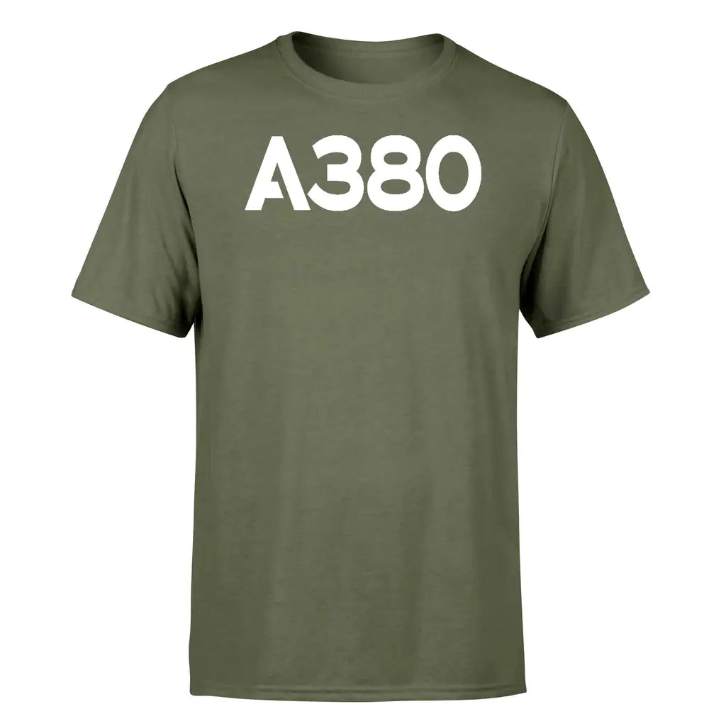 Airbus A380 Flat Text design on green army single side