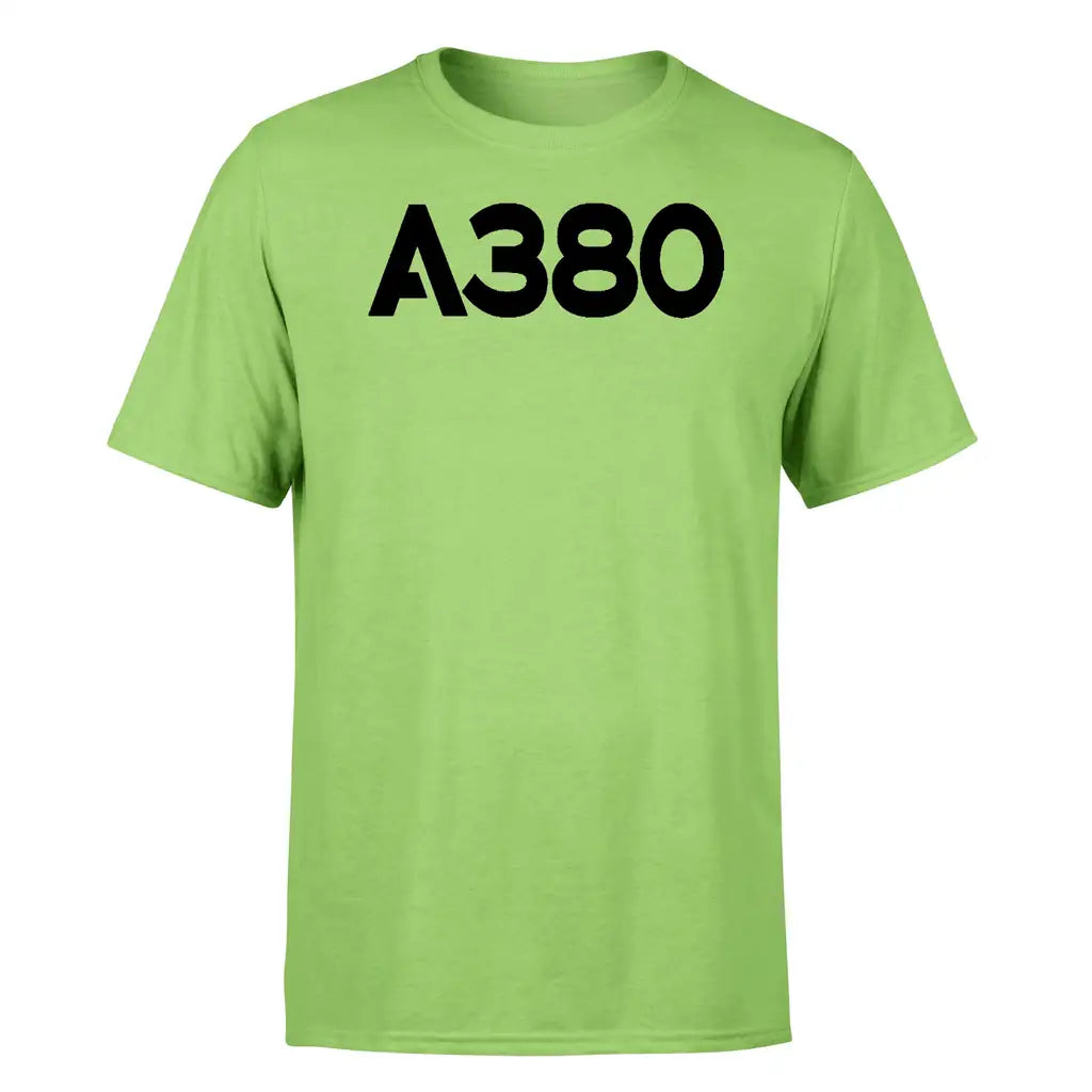 Airbus A380 Flat Text design on light green single side