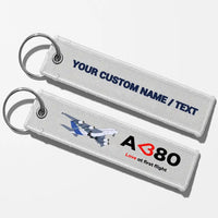 Thumbnail for Airbus A380 Love at first flight Aviator Key Chains - White - Personalized