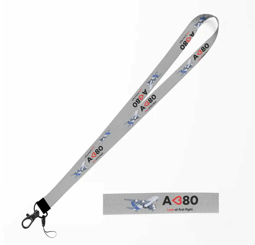 Airbus A380 Love at first flight lanyard - light gray