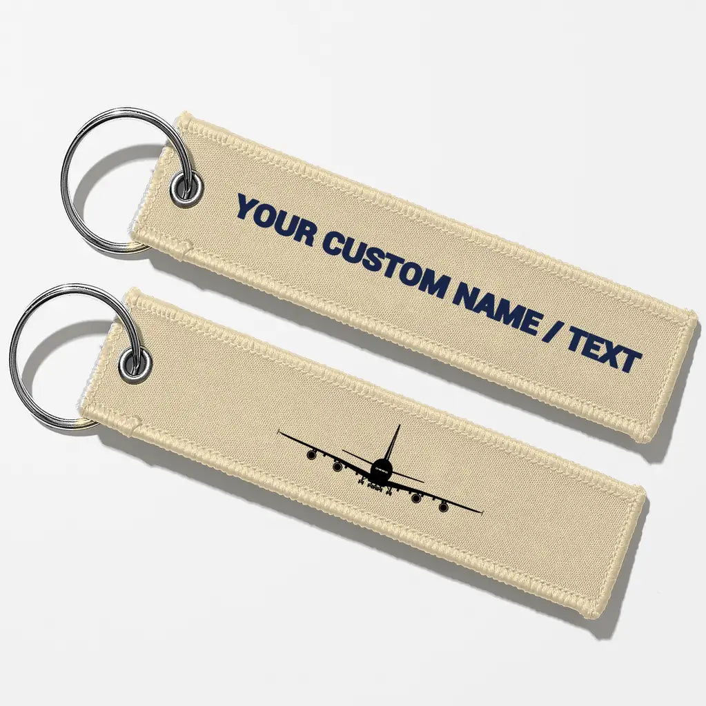 Airbus A380 Silhouette Key Chains - Beige - Personalized