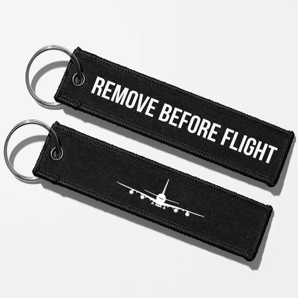 Airbus A380 Silhouette Key Chains - Black - Remove Before Flight