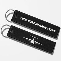 Thumbnail for Airbus A400M Silhouette Key Chains - Black - Personalized