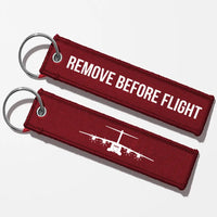 Thumbnail for Airbus A400M Silhouette Key Chains - Dark Red - Remove Before Flight
