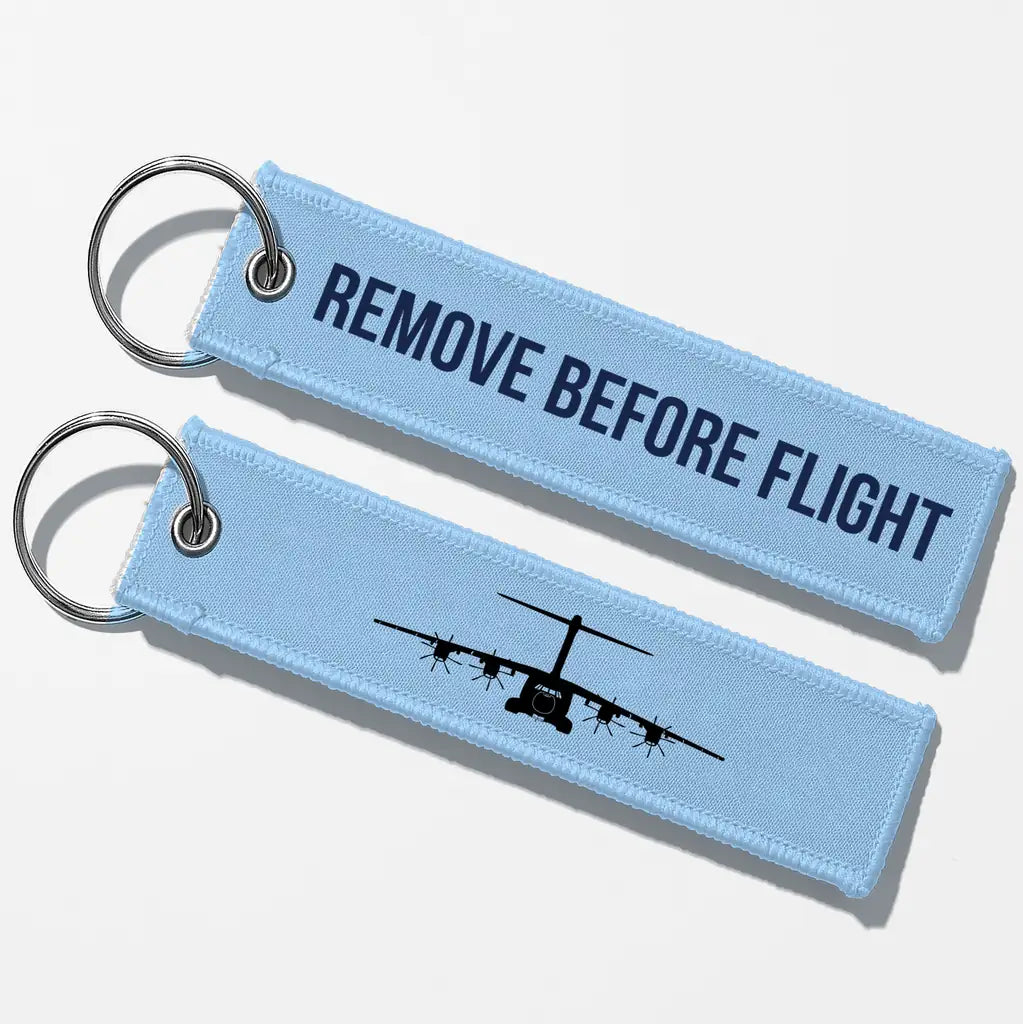 Airbus A400M Silhouette Key Chains - Light Blue - Remove Before Flight