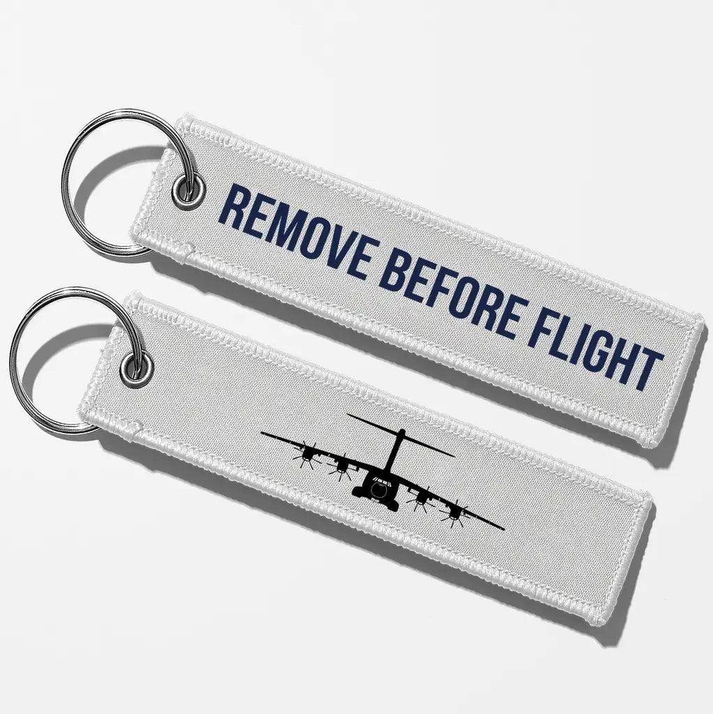 Airbus A400M Silhouette Key Chains - White - Remove Before Flight