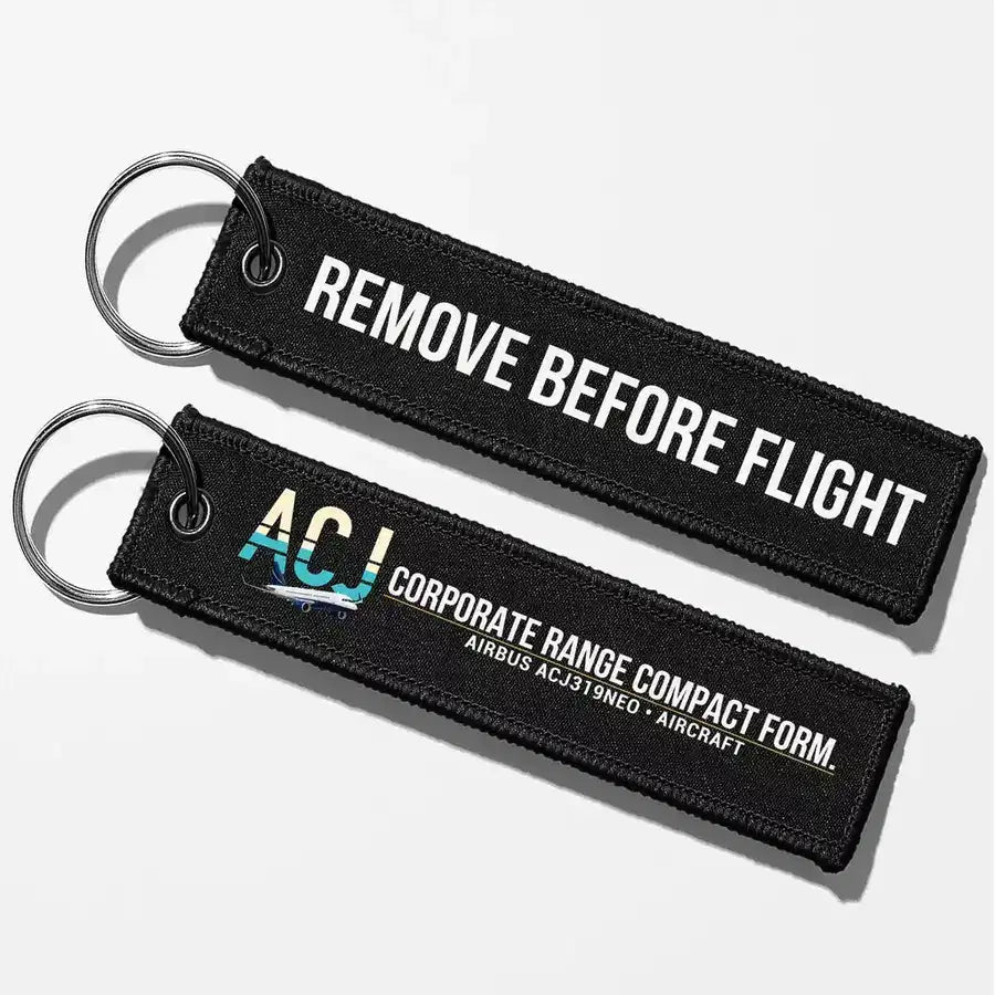 Airbus ACJ319neo Aviator Key Chains - Black - Remove Before Flight