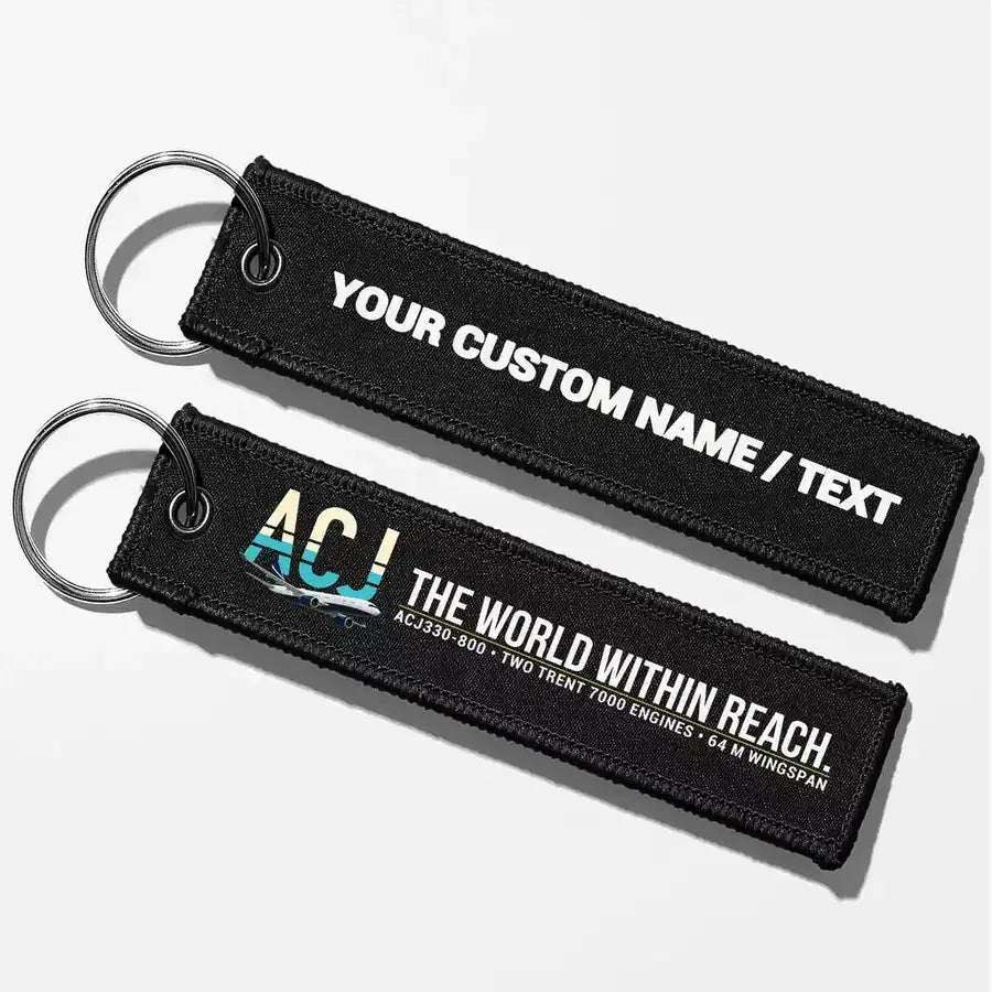 Airbus ACJ330neo / exact ACJ330-800 Aviator Key Chains - Black - Personalized