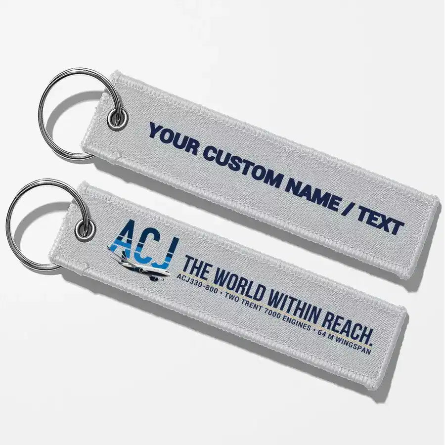 Airbus ACJ330neo / exact ACJ330-800 Aviator Key Chains - Light Gray - Personalized