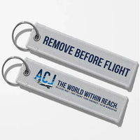 Thumbnail for Airbus ACJ330neo / exact ACJ330-800 Aviator Key Chains - Light Gray - Remove Before Flight