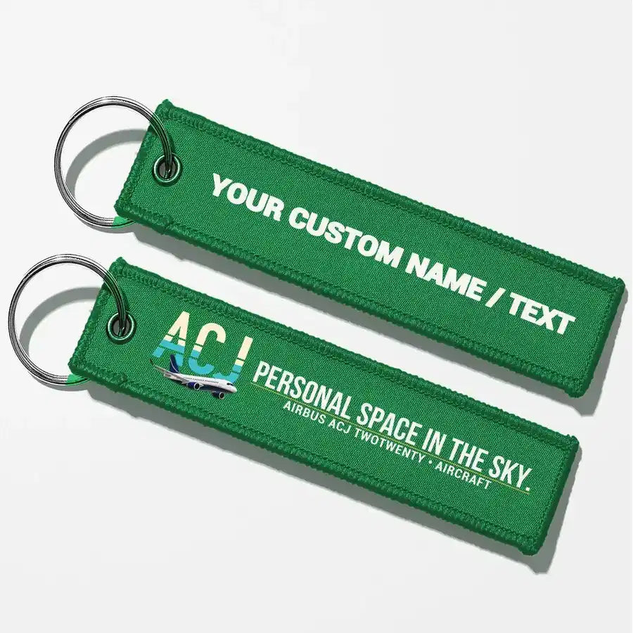 Airbus ACJ TwoTwenty Aviator Key Chains - Green - Personalized