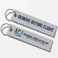 Thumbnail for Airbus ACJ TwoTwenty Aviator Key Chains - Light Gray - Remove Before Flight