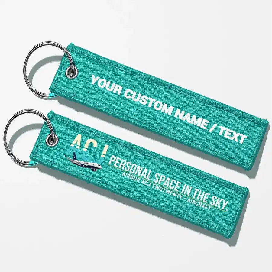 Airbus ACJ TwoTwenty Aviator Key Chains - Turquoise - Personalized