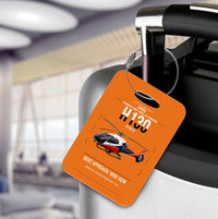 Thumbnail for Airbus H130 design on orange acrylic luggage tags, double-side print